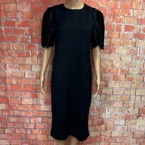 Leslie Fay Vintage 70’s‎ Satin Sleeve Knit Sweater Dress